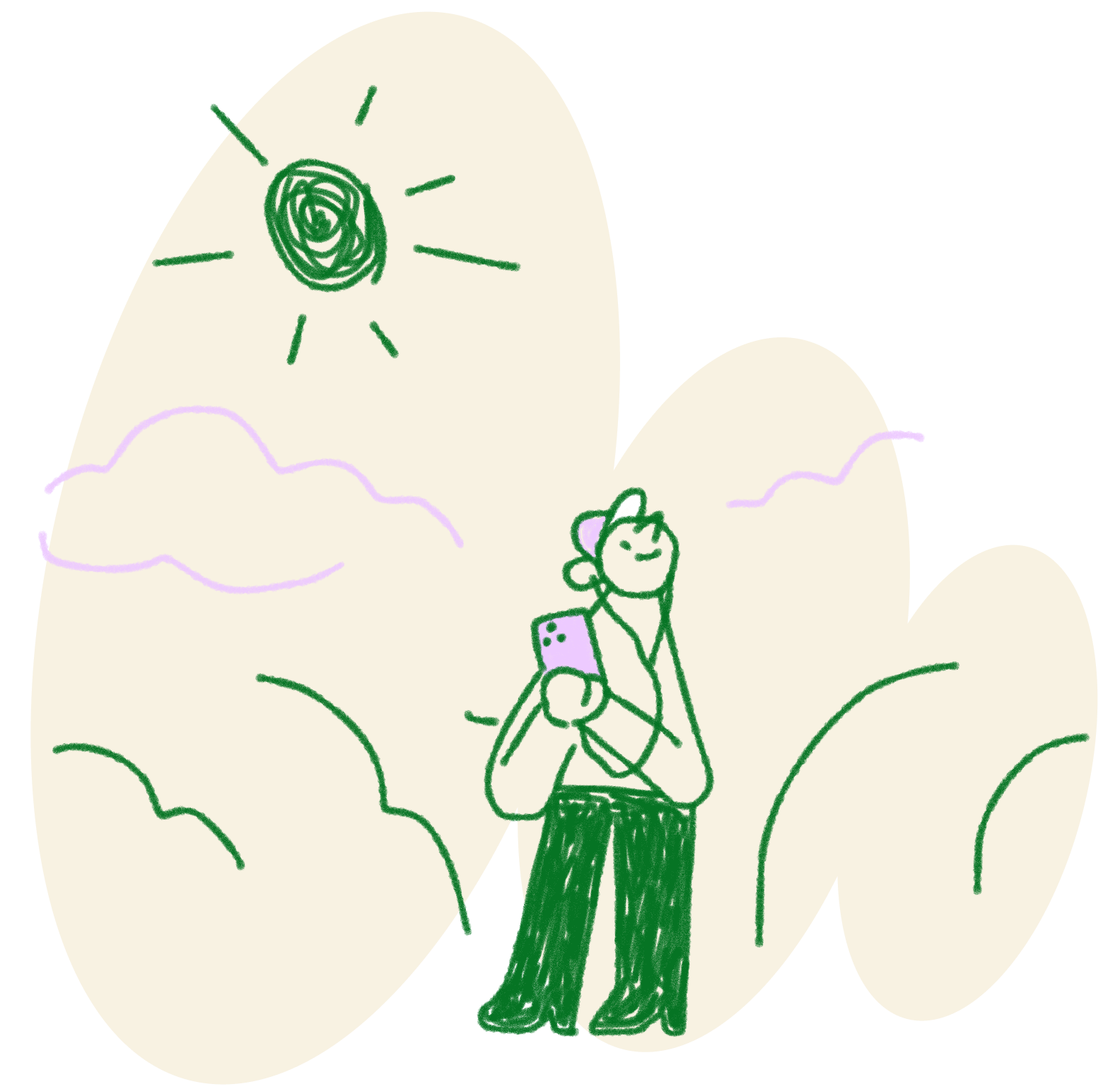 Person listening to audio on their phone outdoors